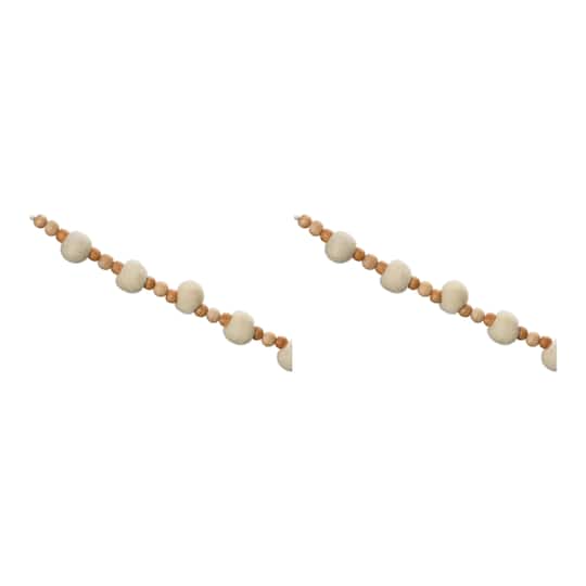 5.5Ft White & Beige Wood Beaded String Garlands, 2ct. By Melrose in White/Beige | 5.5 ft | Michaels®